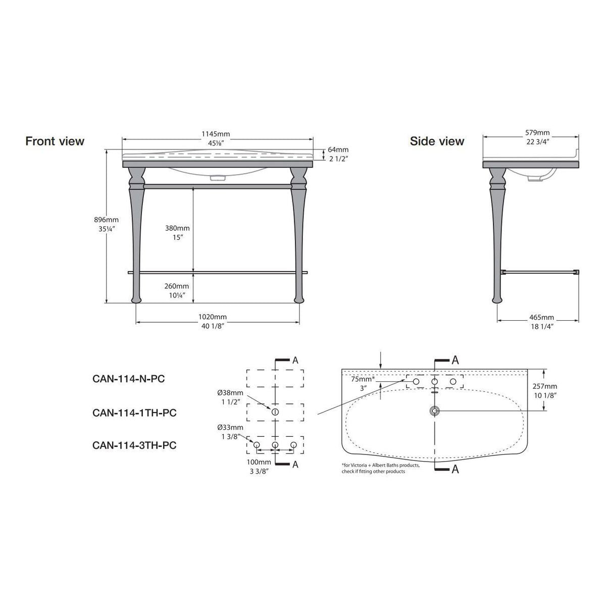 Candella 114 Washstand, No Taphole