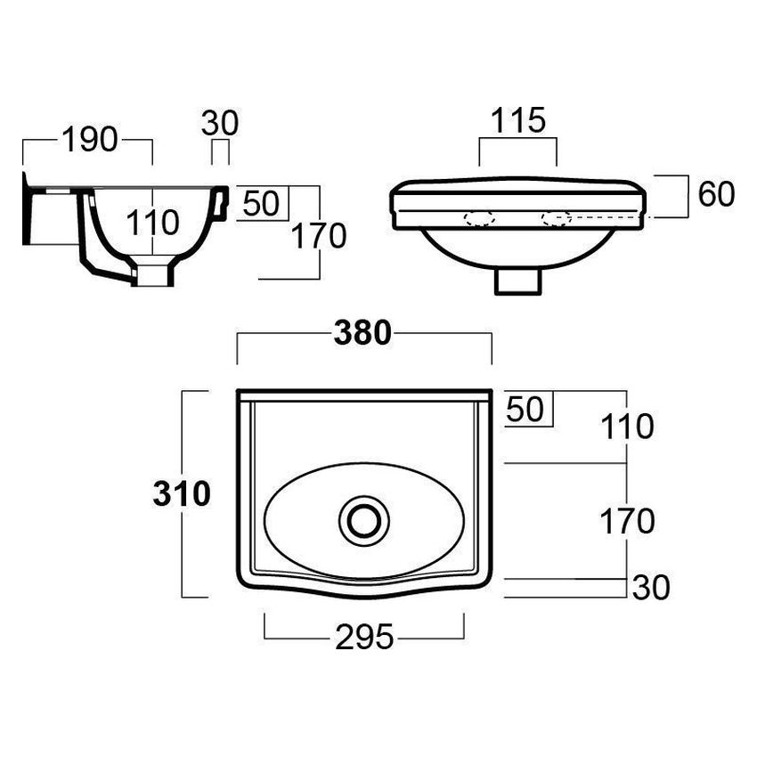 Claremont 38X31 Basin - No Taphole