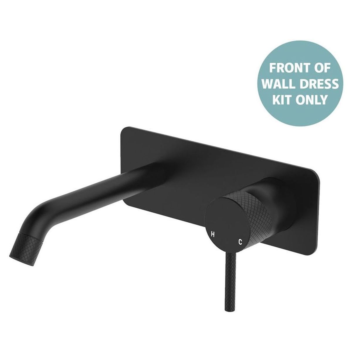 Axle Wall Basin/Bath Mixer Dress Kit Rectangular Plate 160mm Outlet in Matte Black