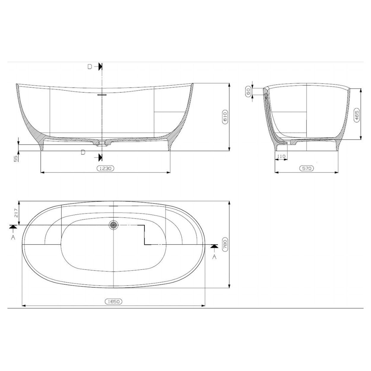 Domus Living Ulpia Freestanding Bath in Matte White