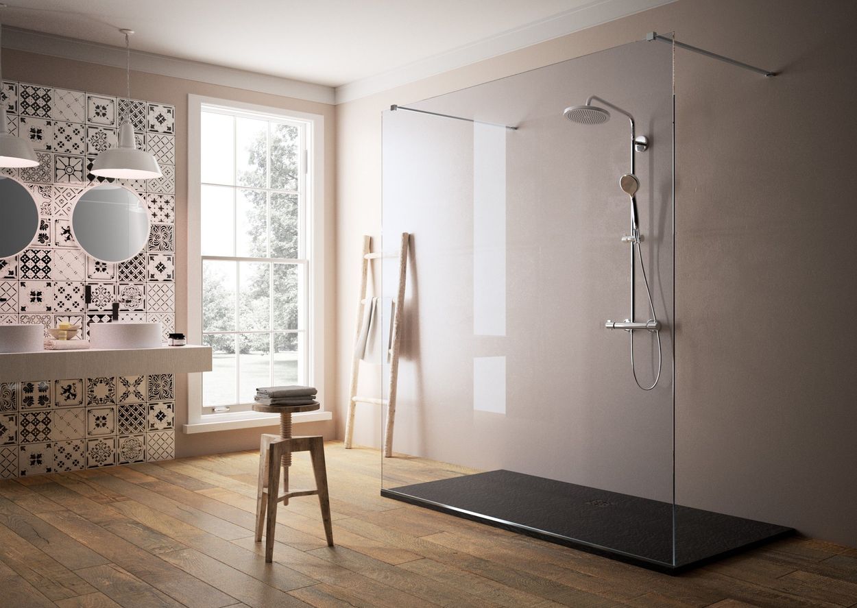 Domus Living Pietra 900X1000 Shower Floor in Nero (Matte Black)