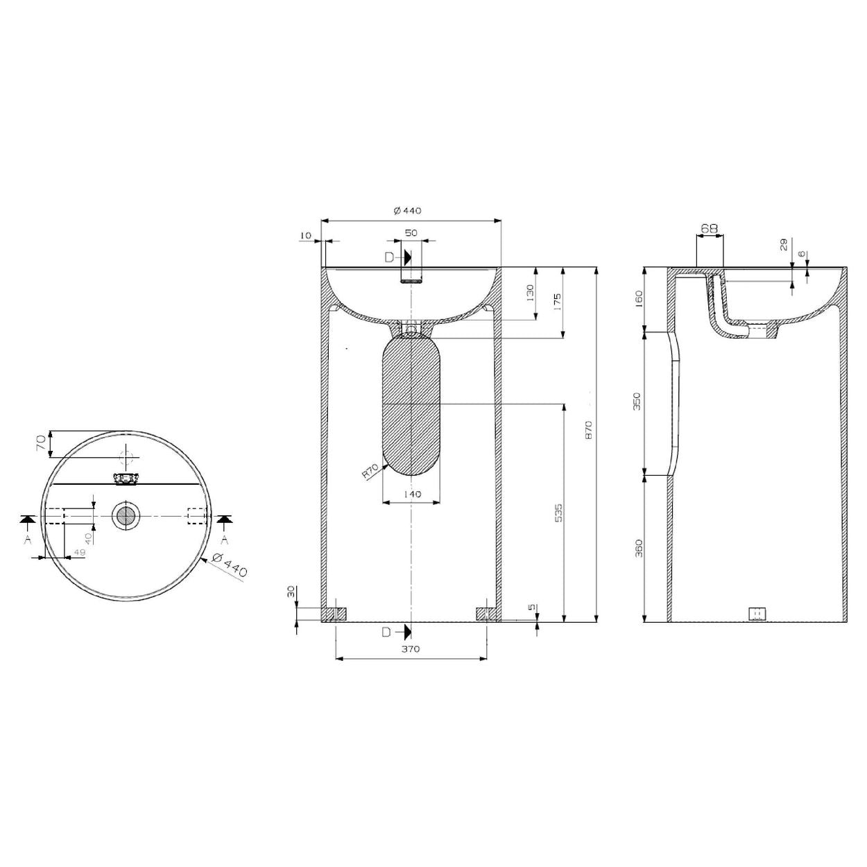 Domus Living Colonna Round X Basin in Matte Black