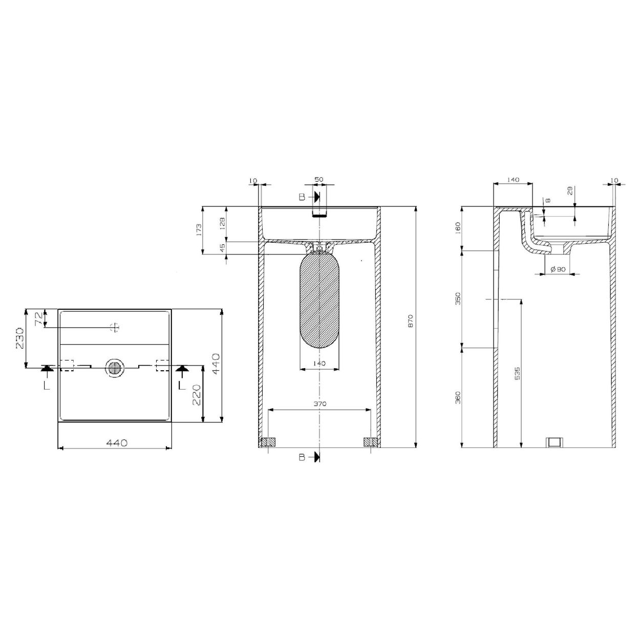 Domus Living Colonna Square X Basin in Matte Black
