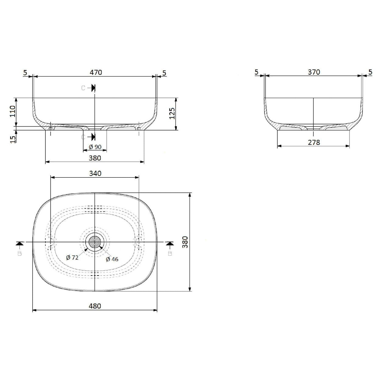Domus Living Moderno Above Counter Basin in Matte White