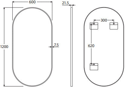Empire Matte White Framed Mirror, 600 x 1200mm