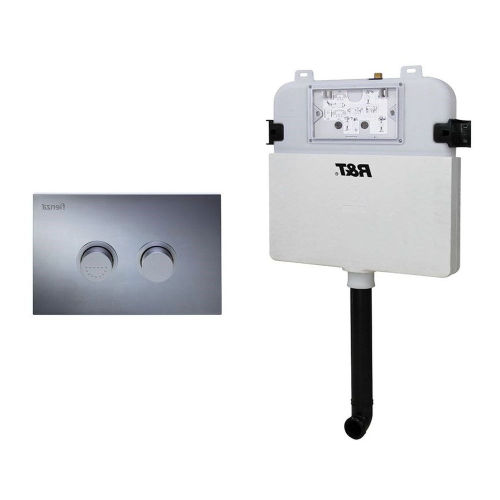R&T Pneumatic In-Wall Cistern for Wall-Faced Pans, Buttons, Chrome