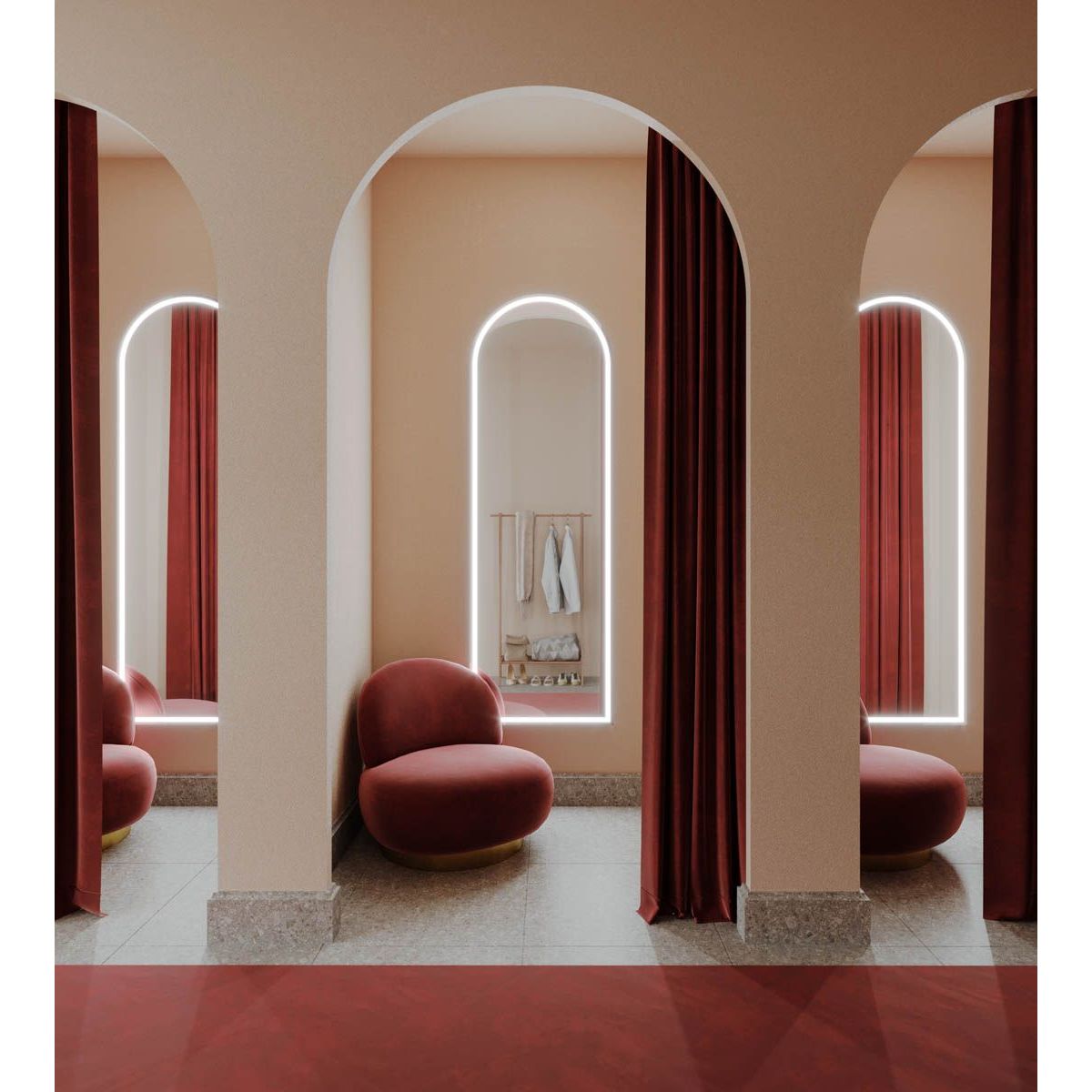 Great Arch Full-Length LED Mirror with Portable Magnifier - Milano White