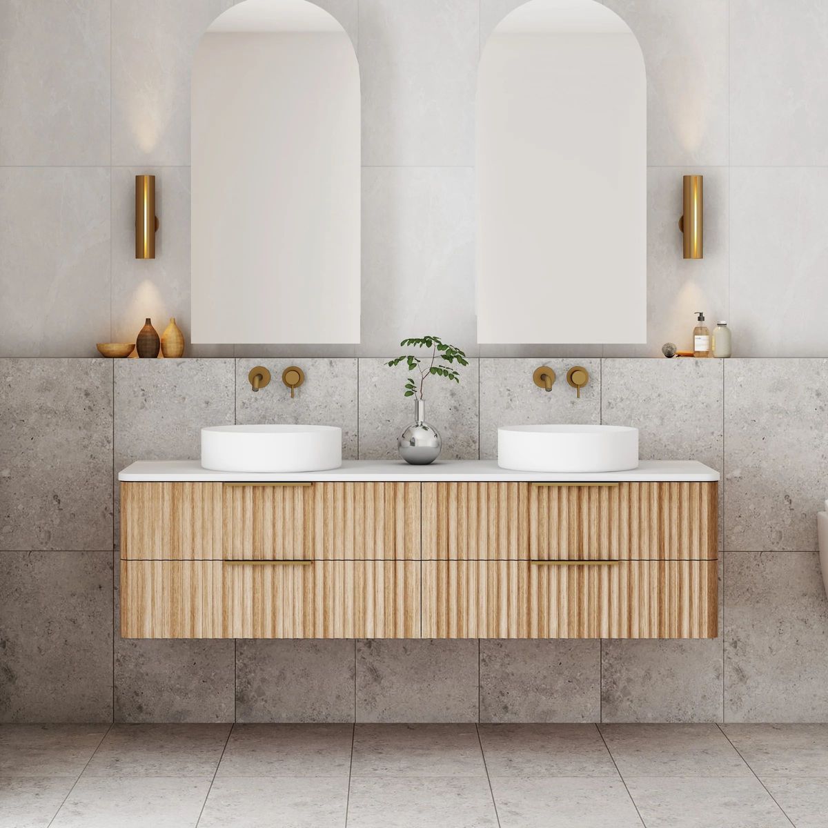 Gravity 1500mm Wall Hung Vanity in Natural Oak