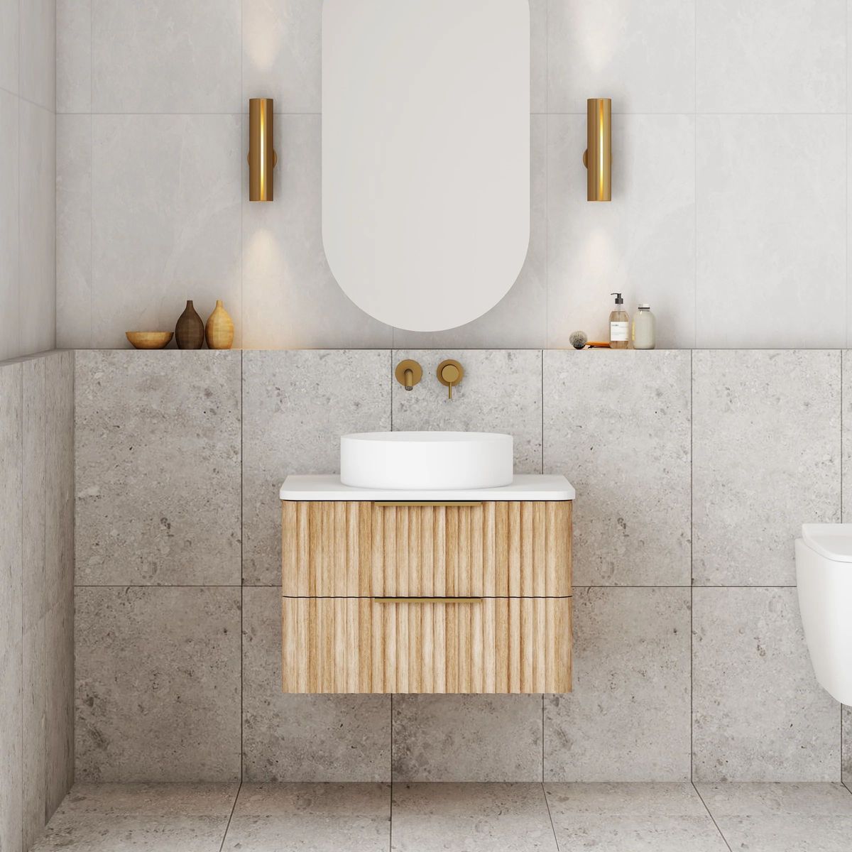 Gravity 600mm Wall Hung Vanity in Natural Oak
