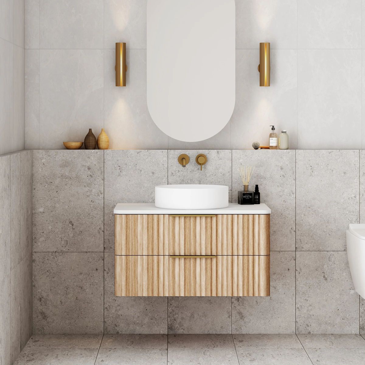 Gravity 750mm Wall Hung Vanity in Natural Oak
