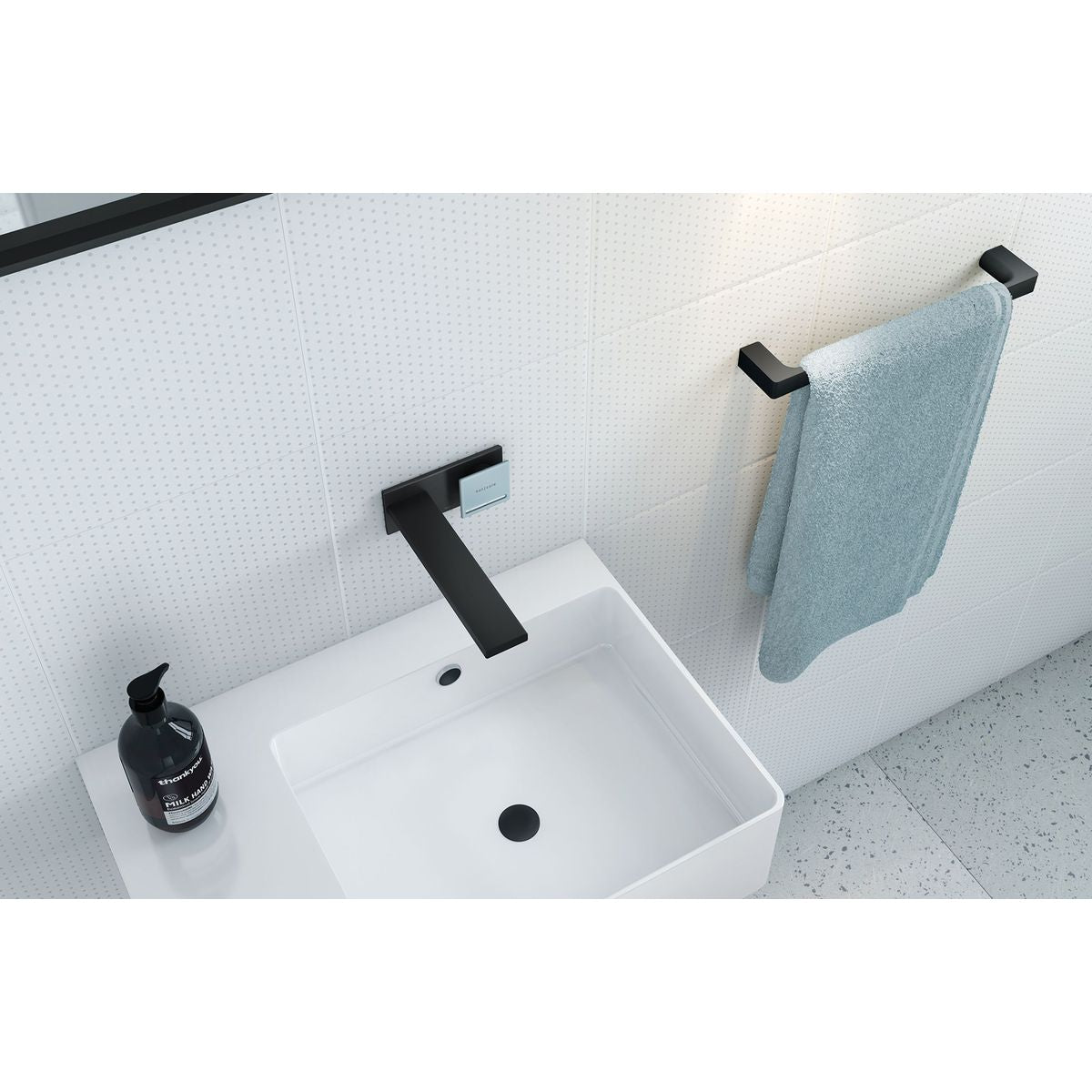Gloss Hand Towel Rail - Matte Black