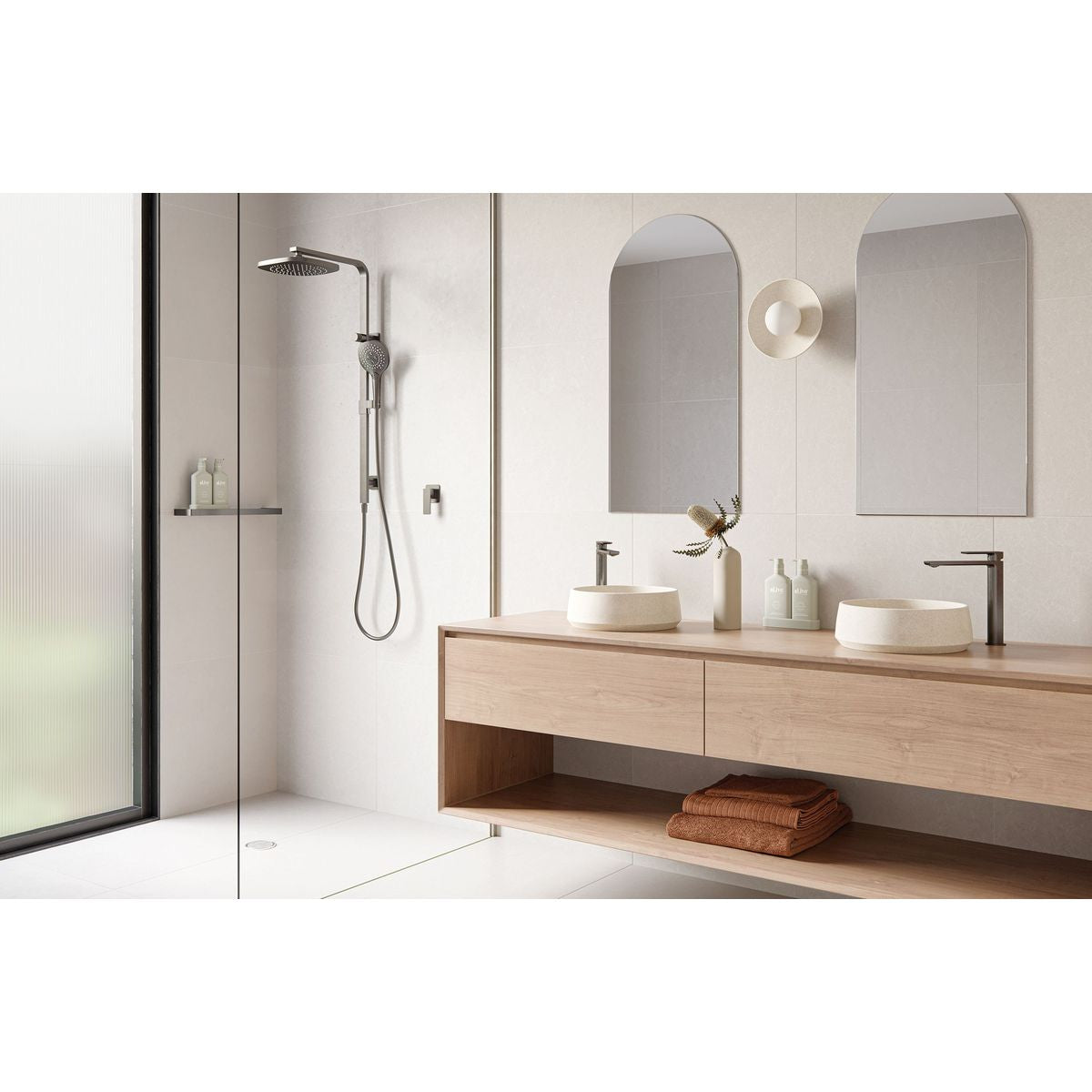 Gloss Shower Shelf - Brushed Carbon
