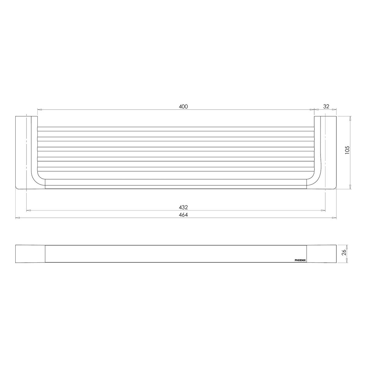 Gloss Shower Shelf - Brushed Carbon