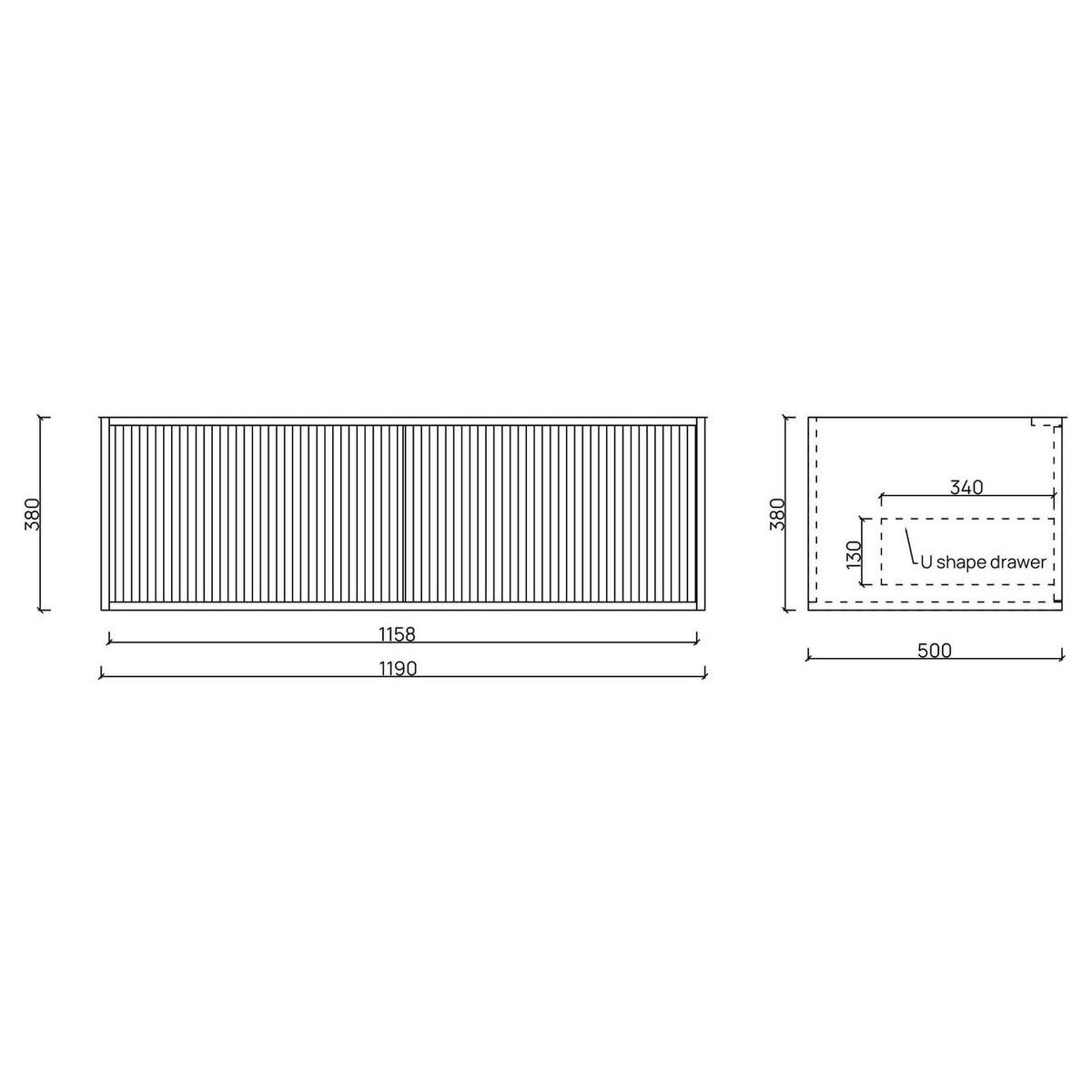 Ingrain Grooved Wall Hung Timber Veneer Vanity 1200mm Centre Bowl