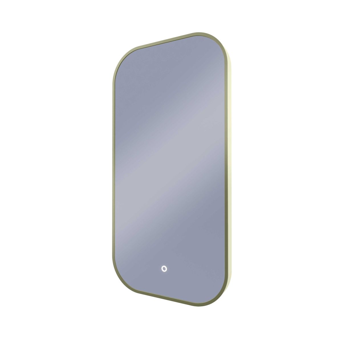 I-Series 450x900 LED Rectangle Mirror With Rounded Corners - Aluminium Baltic Brass