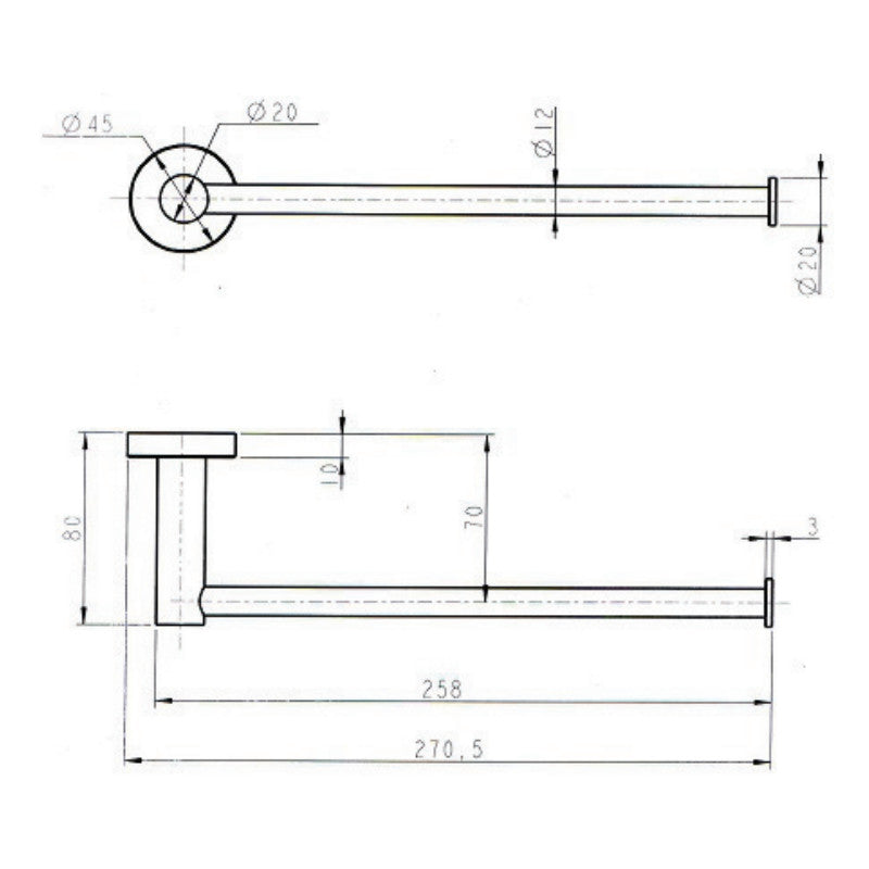 Bloom Hand Towel Rail in Light Brushed Brass