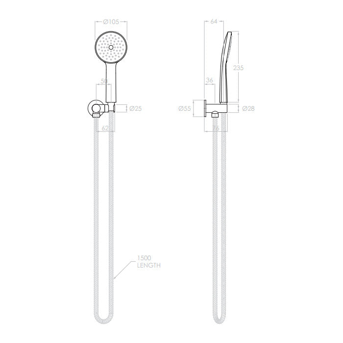 Soul Classic Hand Shower On Hook in Brushed Nickel (PVD)