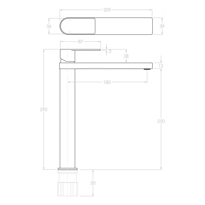 Cosmopolitan Extended Basin Mixer in Matte Black (Electroplated)