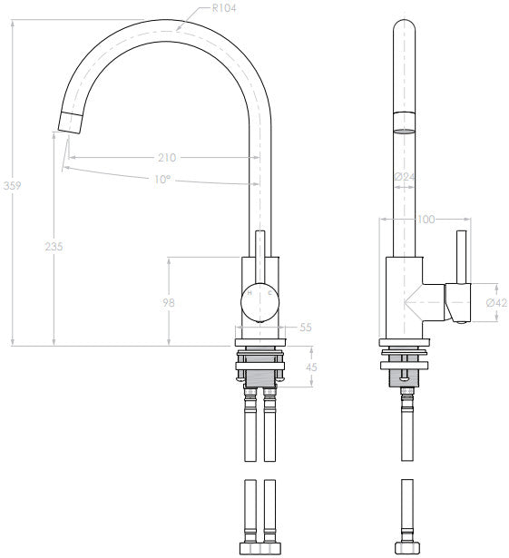 Bloom Sink Mixer in Warm Brushed Nickel (PVD)