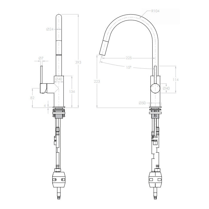 Bloom Pull Out Sink Mixer in Brushed Gunmetal (PVD)