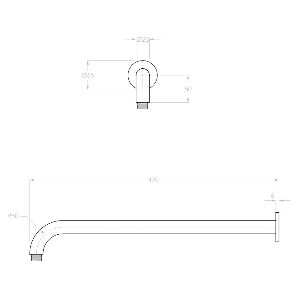 Soul 450mm Shower Arm in Matte White (Powder coated)