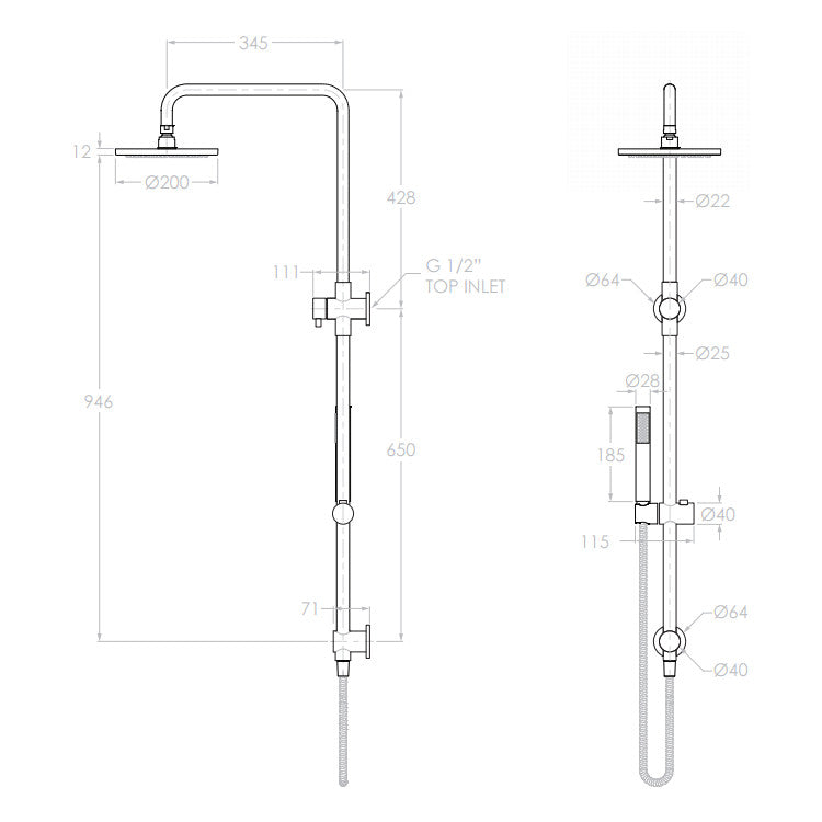 Bloom Shower Set in Brushed Gunmetal (PVD)