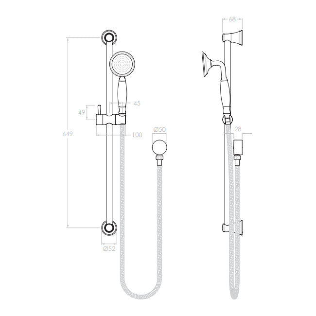 Eternal Hand Shower On Rail in Chrome