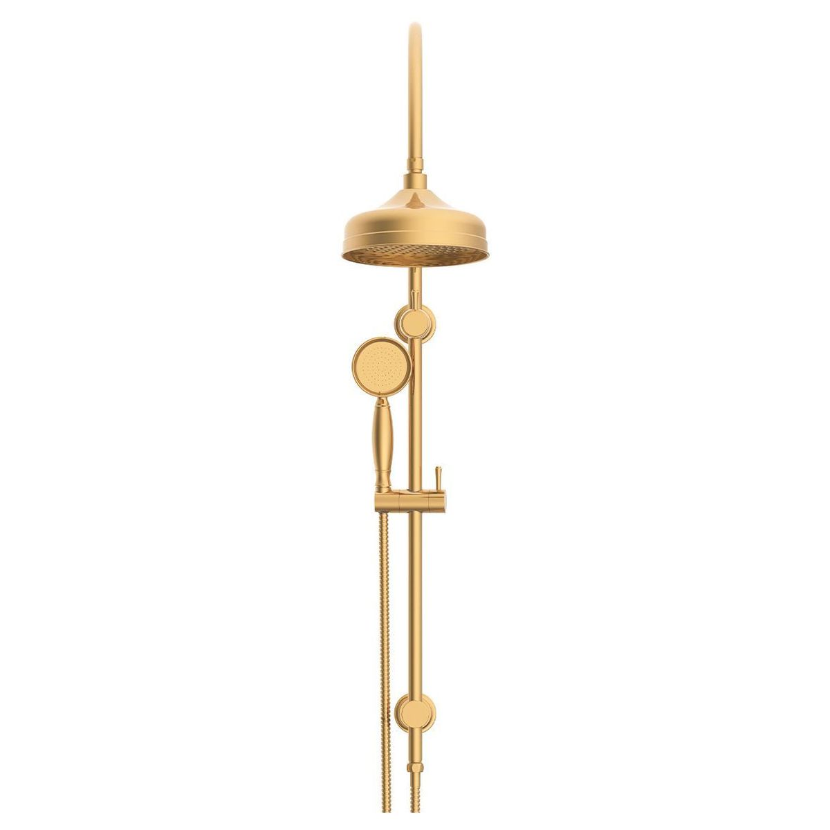 Eternal Gooseneck Twin Shower Set in Brushed Brass (PVD)