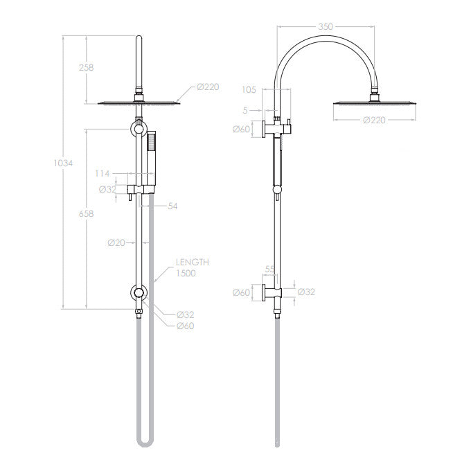 Soul Gooseneck Shower Set in Matte Black (Electroplated)