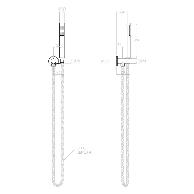 Soul Slimline Hand Shower On Hook in Brushed Nickel (PVD)