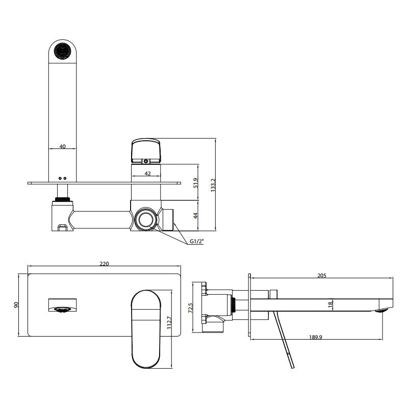 Liberty Wall Basin Set in Chrome