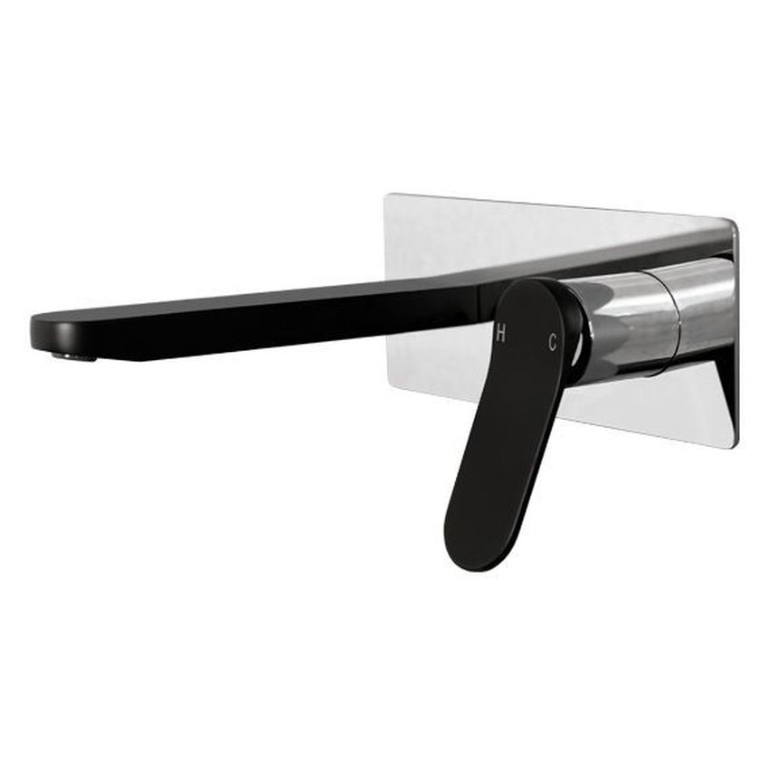Liberty Wall Basin Set in Matte Black & Chrome