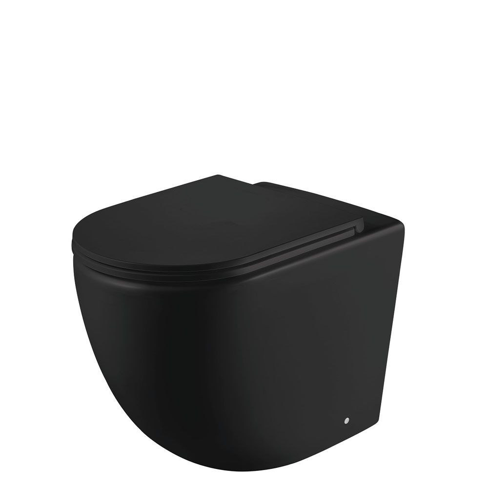 Koko Matte Black Wall-Faced Toilet Suite - Pan + Seat + GEBERIT Sigma In-Wall Cistern, S-Trap