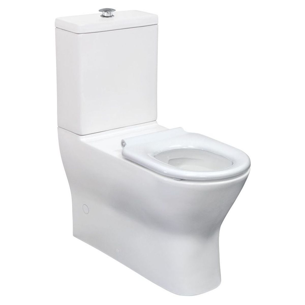 Delta Care Back-to-Wall Toilet Suite, White Seat, Raised Buttons, P-Trap