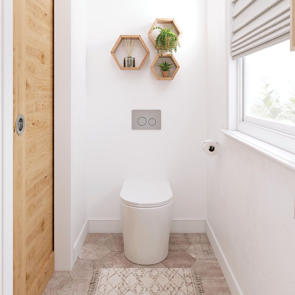 Isabella Wall-Faced Toilet Suite, Slim Seat - Pan + Seat + GEBERIT Sigma In-Wall Cistern, P-Trap