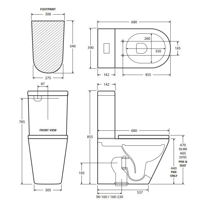 Fienza Kaya Tornado Flush Back-to-Wall Toilet Suite