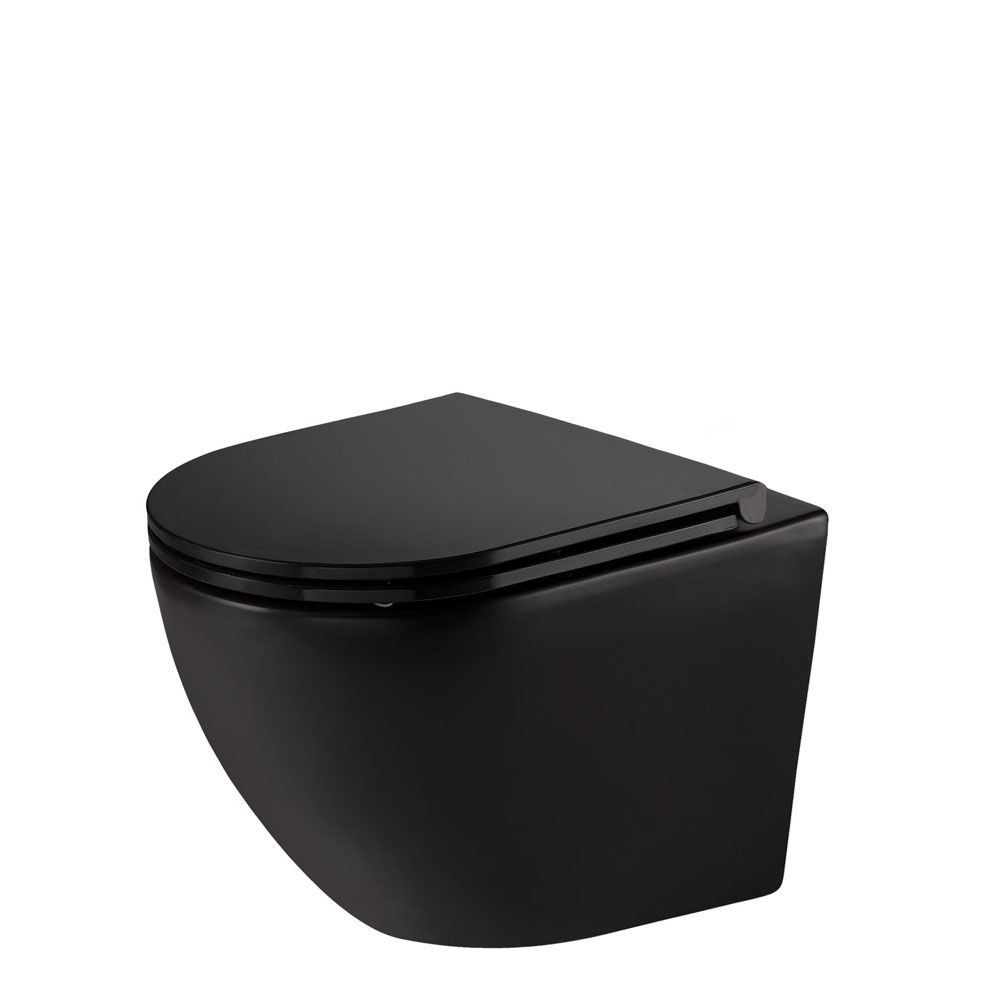 Koko Matte Black Wall-Hung Toilet Suite - Pan + Seat + GEBERIT Kappa Under Counter Cistern