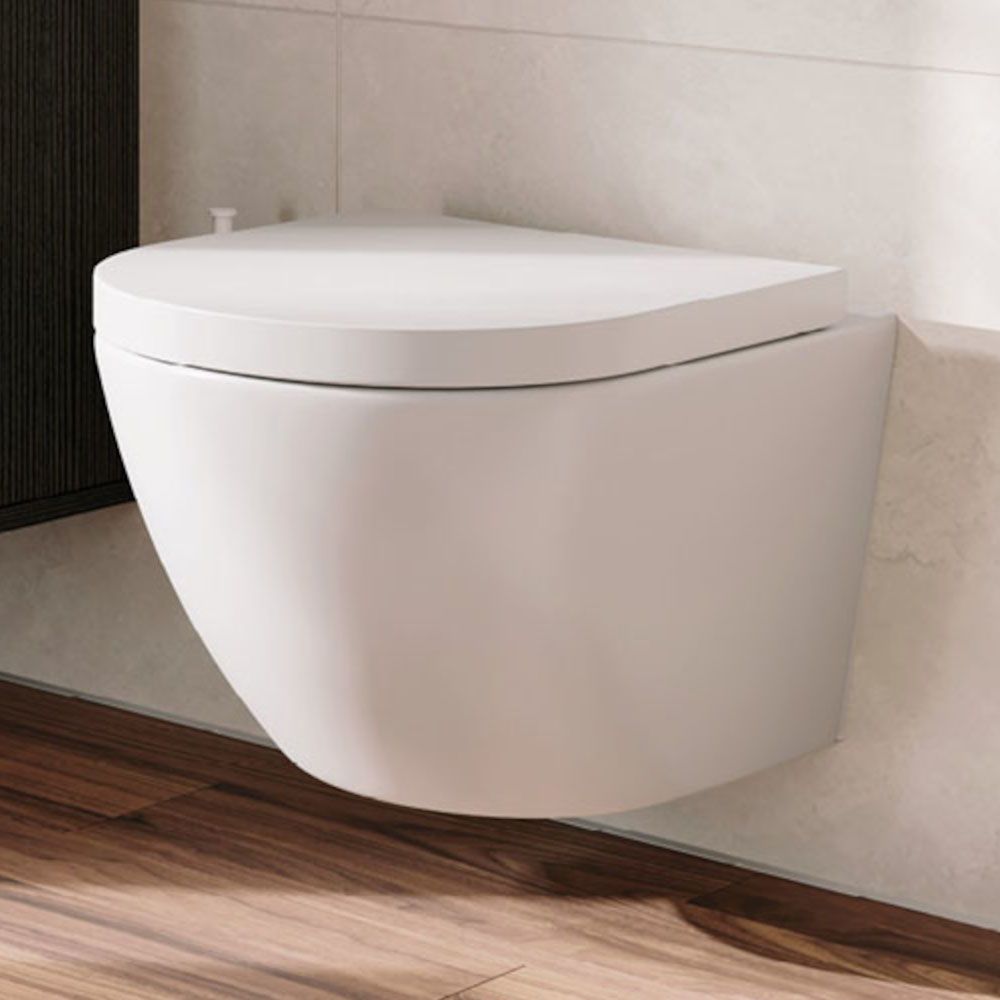 Koko Gloss White Wall-Hung Toilet Suite - Pan + Seat + GEBERIT Sigma In-Wall Cistern