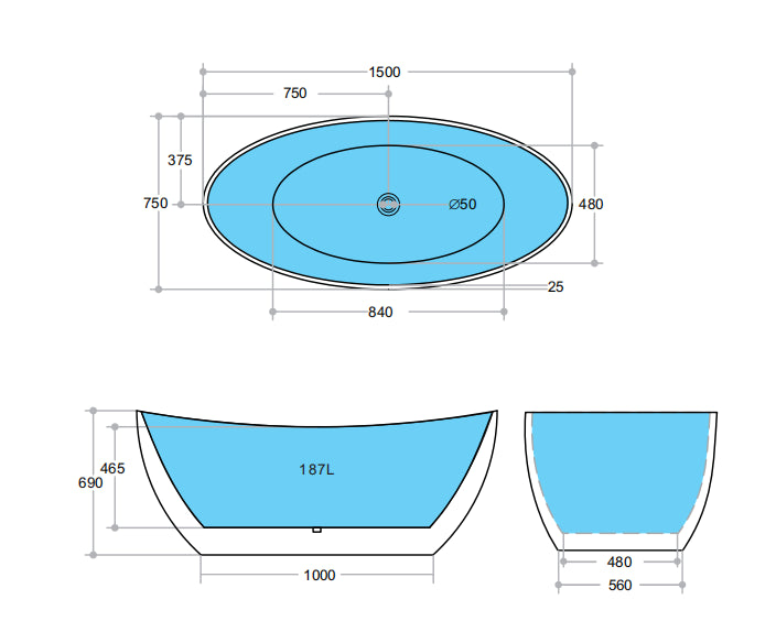 Mantra 1500mm Freestanding Bath