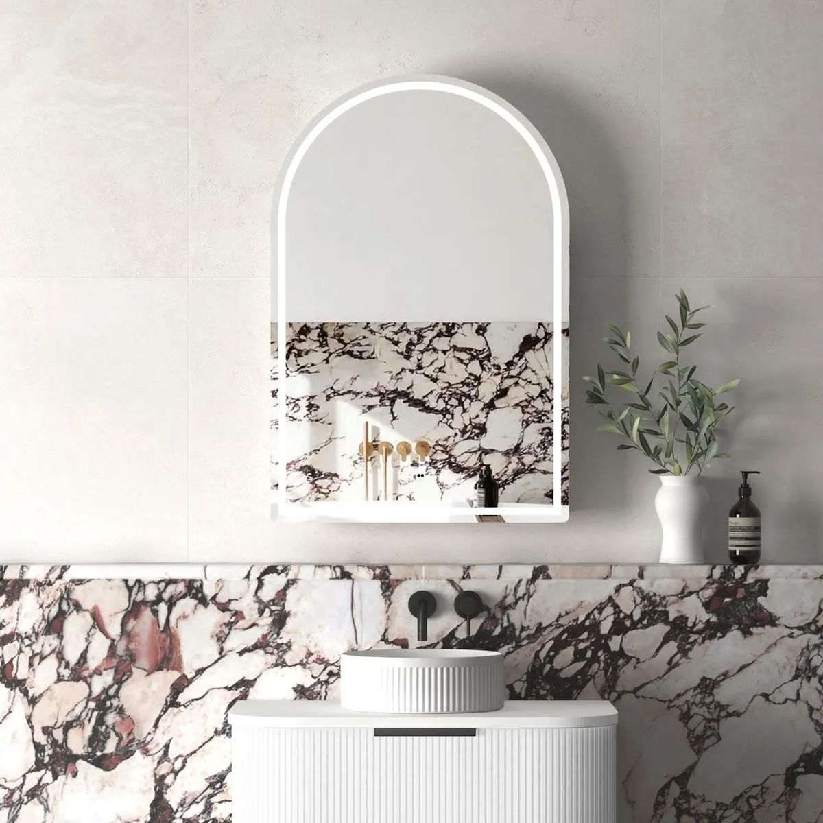 Archie LED Shaving Cabinet - Matte White