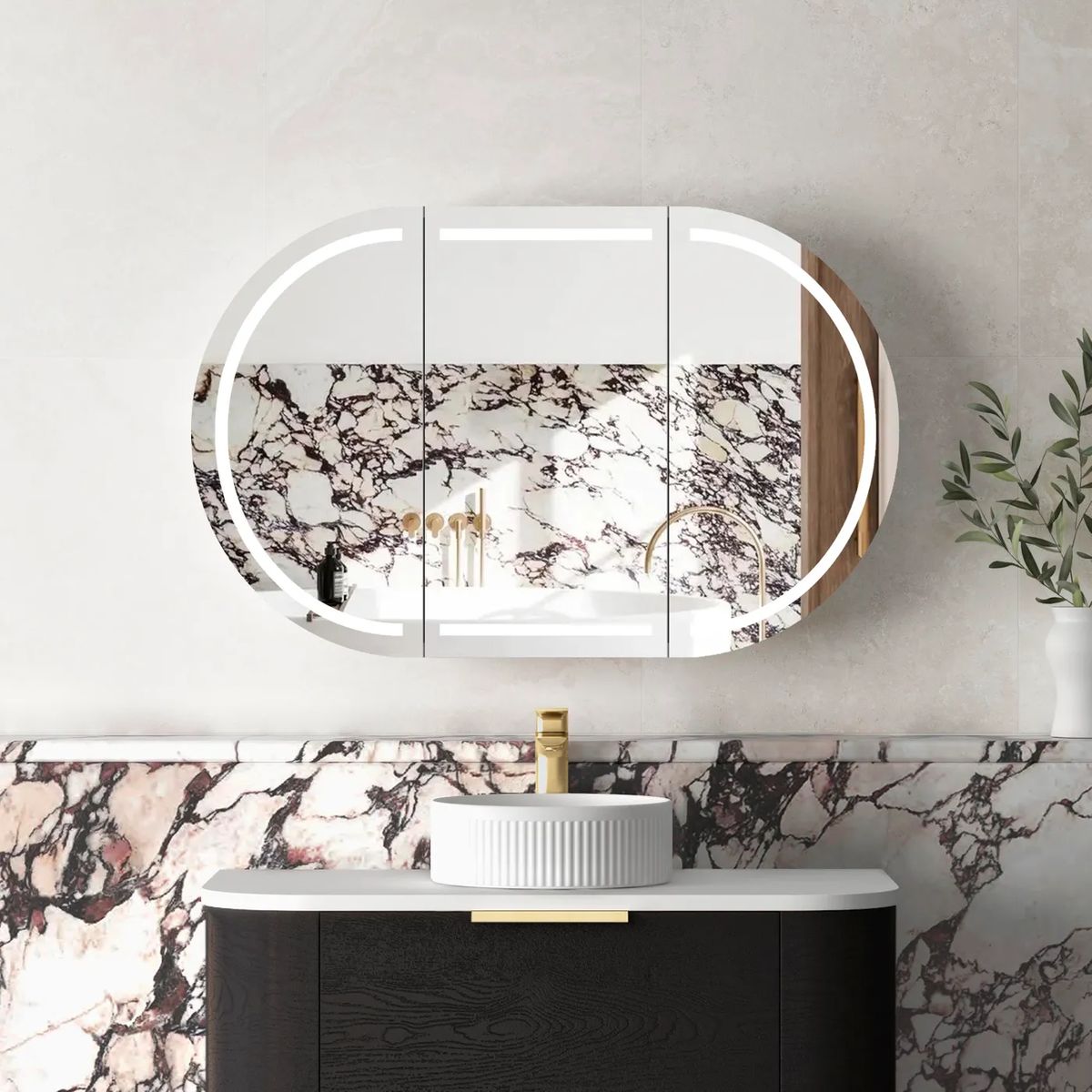 Bondi 1200mm Shaving Cabinet - Black Oak