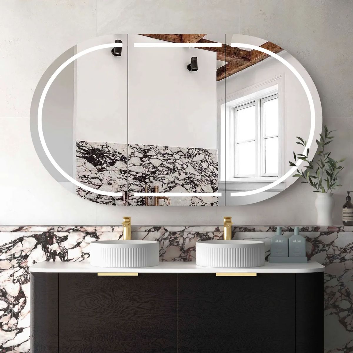 Bondi 1500mm Shaving Cabinet - Black Oak