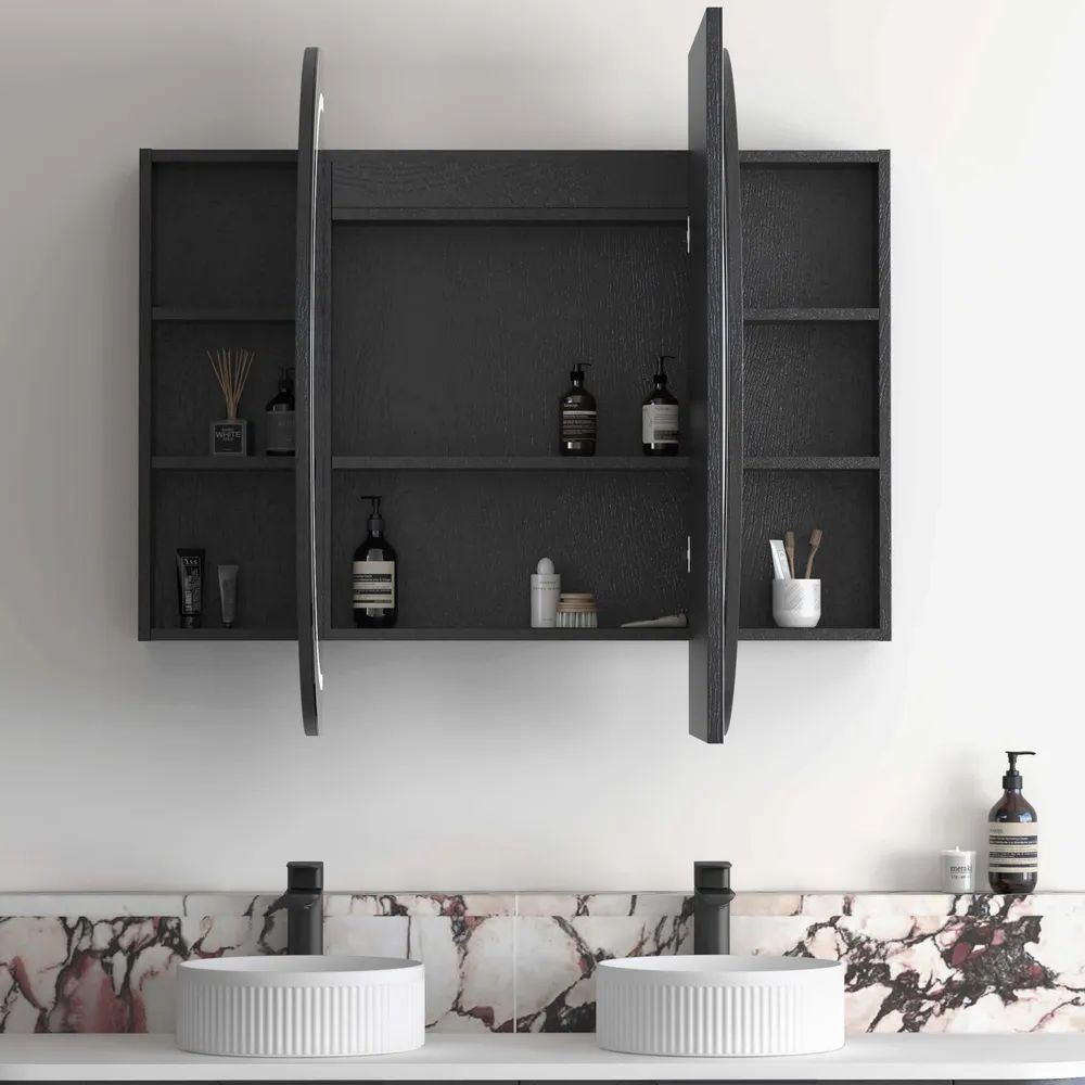 Bondi 1500mm Shaving Cabinet - Black Oak