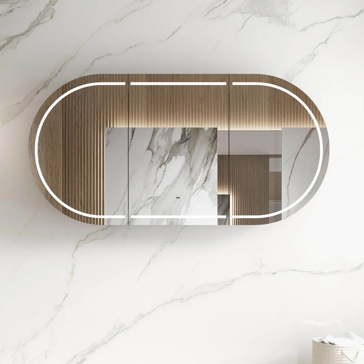 Bondi 1800mm Shaving Cabinet - Natural Oak