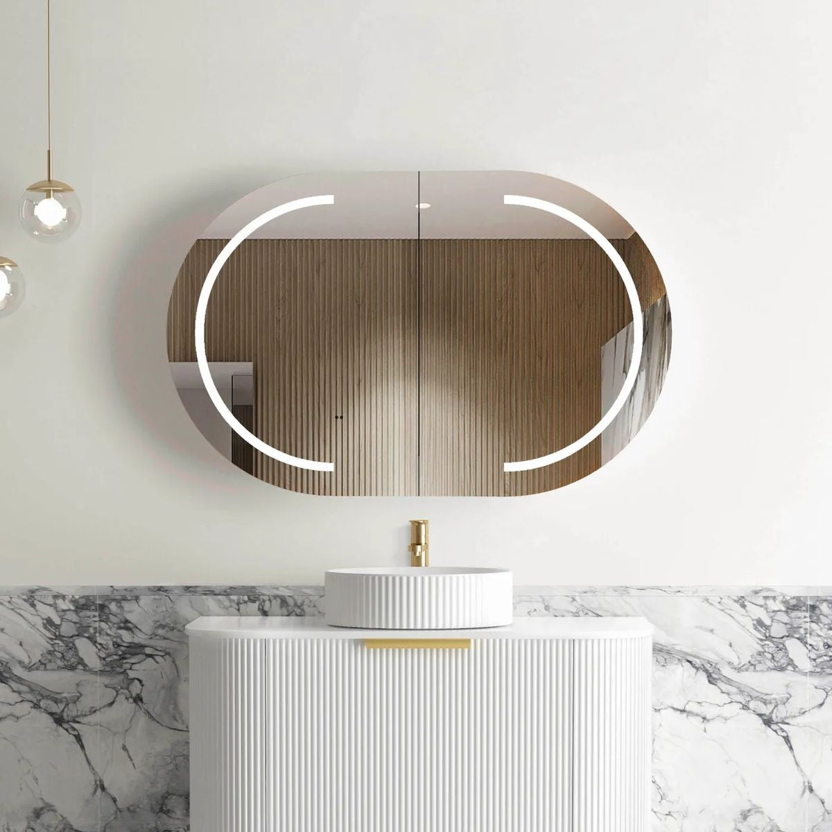 Bondi 900mm LED Shaving Cabinet - Natural Oak