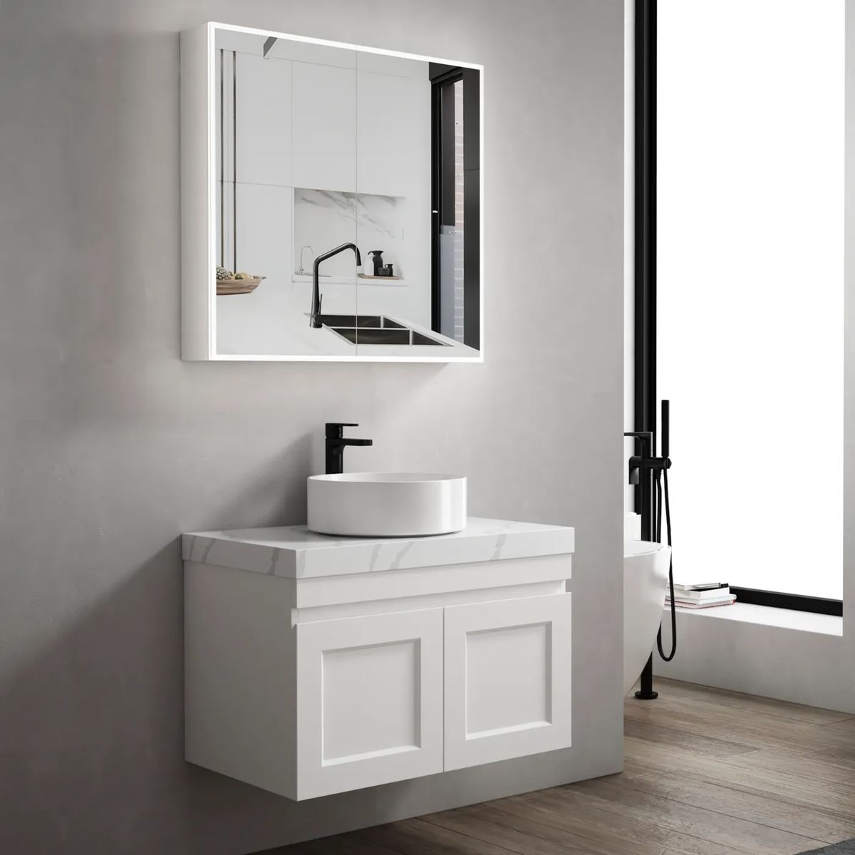 Moonlight 750mm LED Shaving Cabinet - 2 Doors