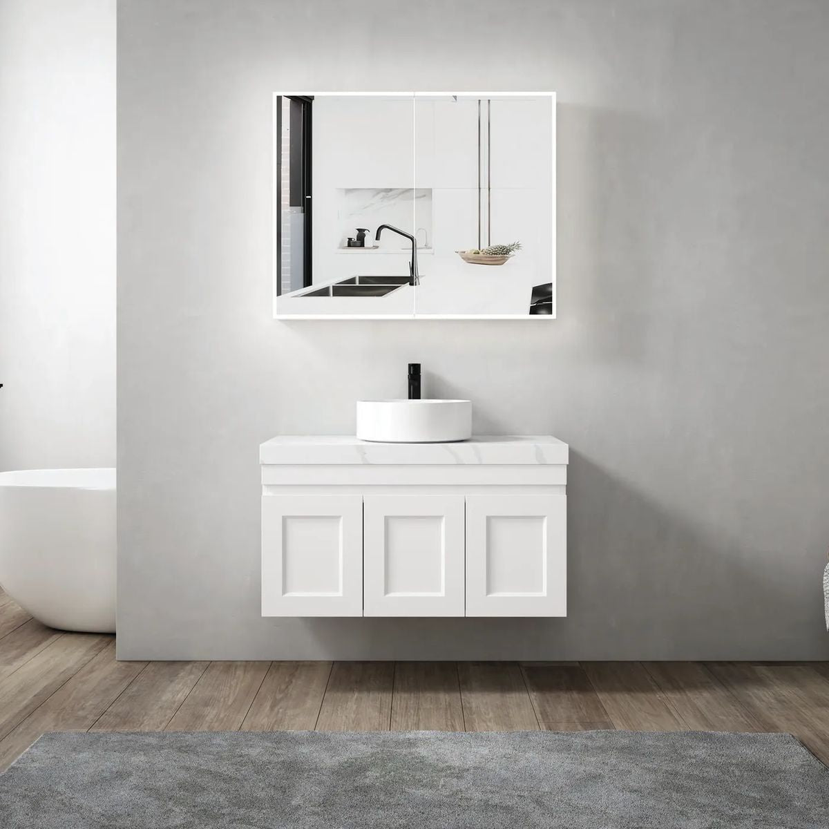 Moonlight 900mm LED Shaving Cabinet - 2 Doors