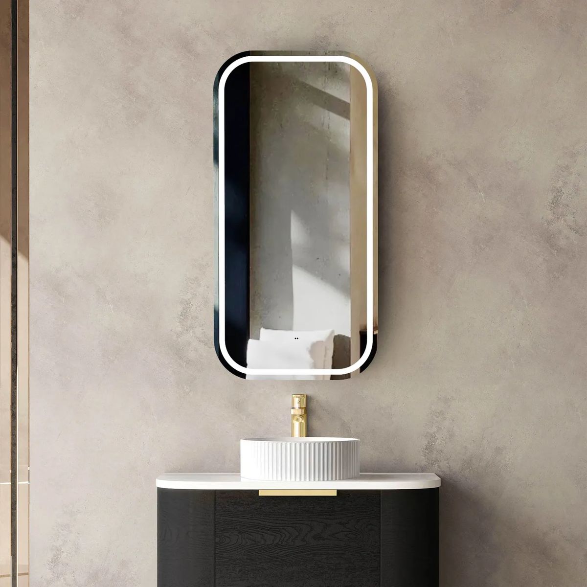 Newport LED Shaving Cabinet - Black Oak