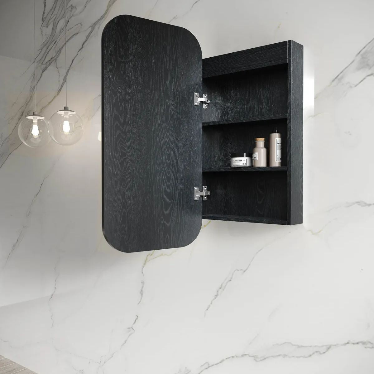 Newport LED Shaving Cabinet - Black Oak