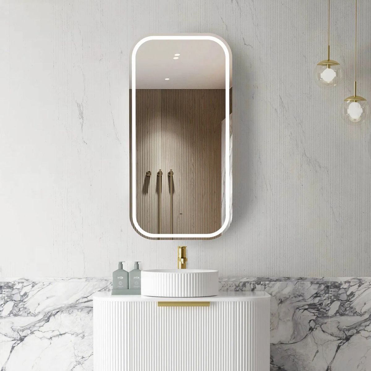 Newport LED Shaving Cabinet - Natural Oak